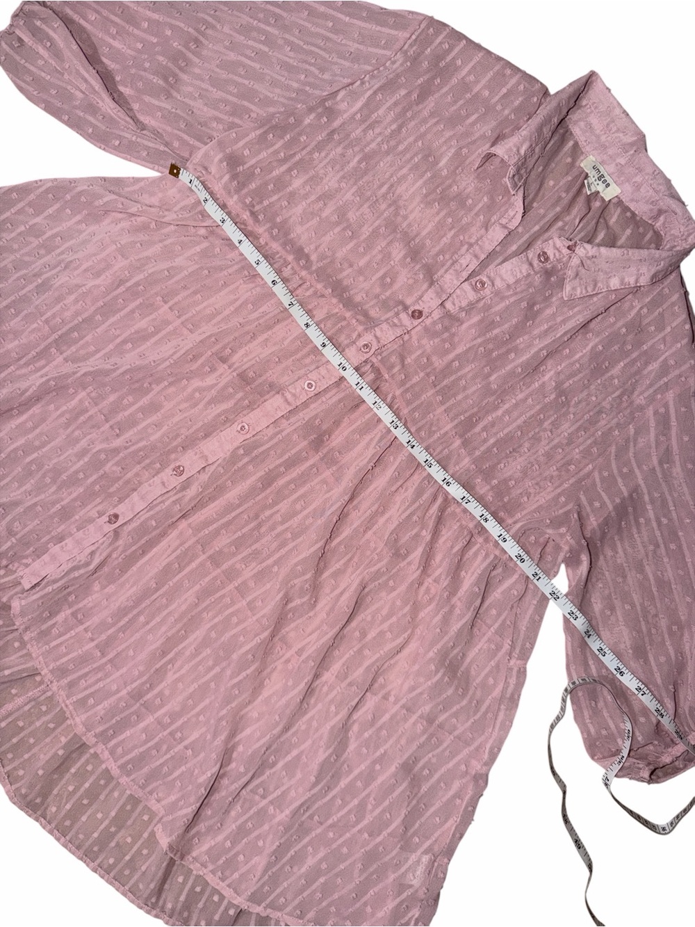 UMGEE Pink Button-Front Sheer Peasant Top/Dress - Picture 5 of 7